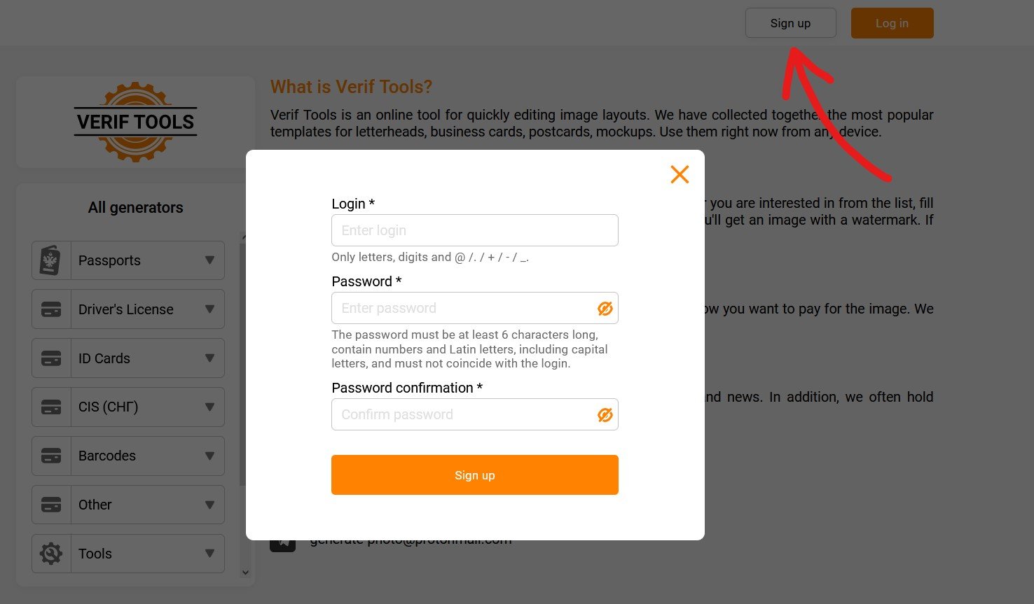 Registration and login