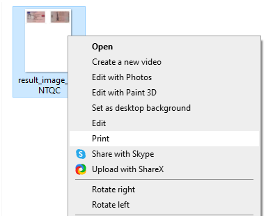 Print context menu