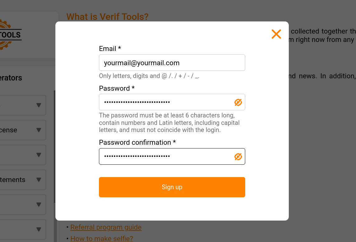registration on veriftools